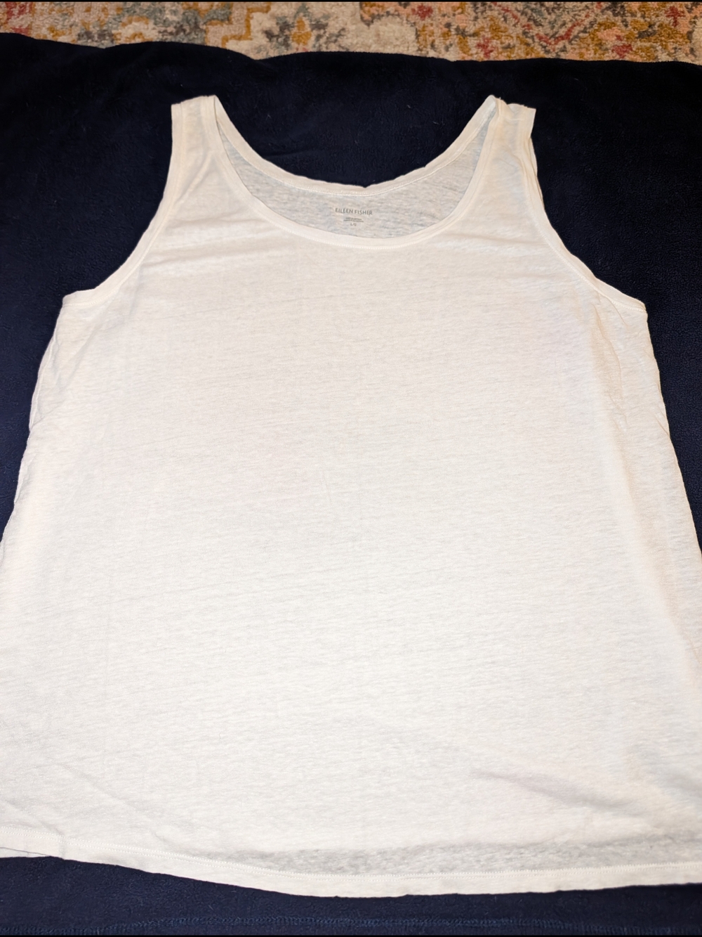 Eileen Fisher Women's L White Scoop Neck Tank Top 100% Organic Cotton
